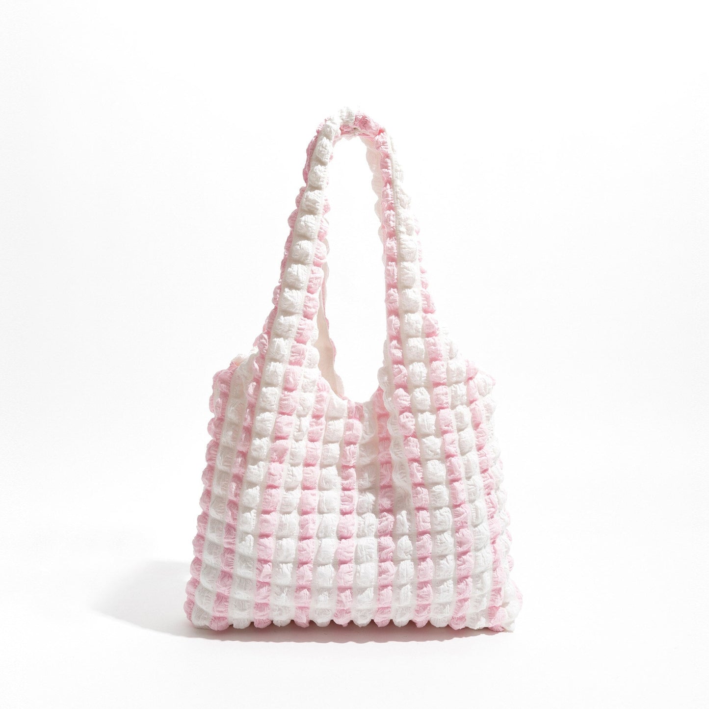 Soft Girl Quilted Striped Handbag Pink