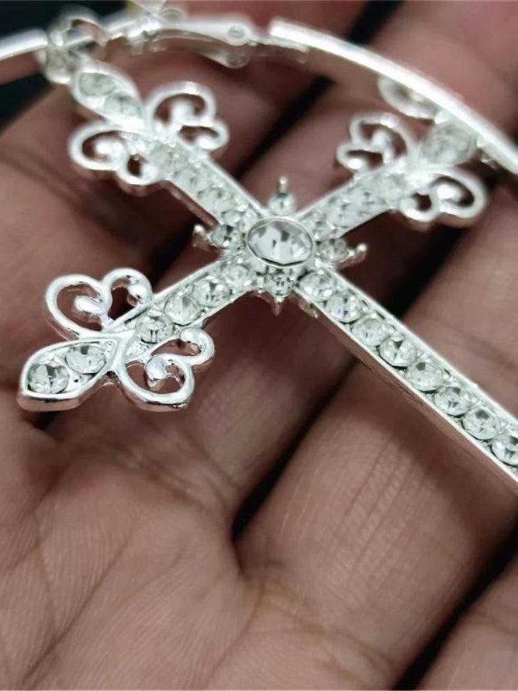 Sparkle Cross Hoop Earrings