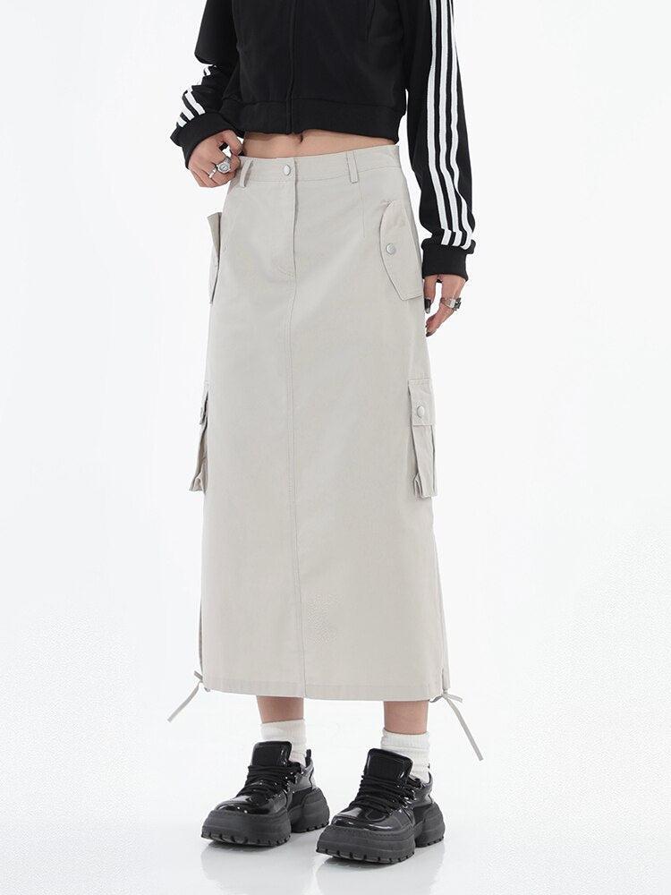 Tech Parachute Maxi Skirt Gray