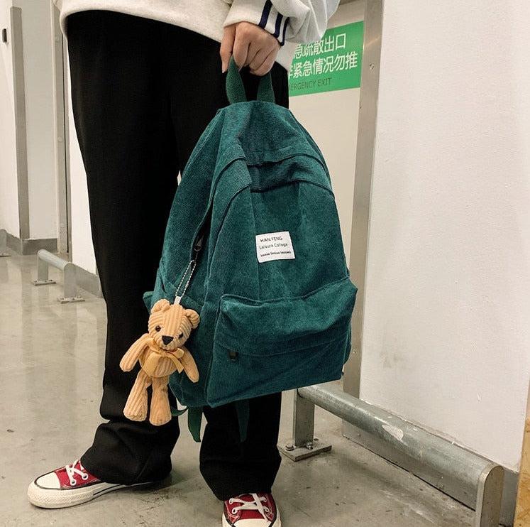 Teddy Bear Corduroy School Backpack