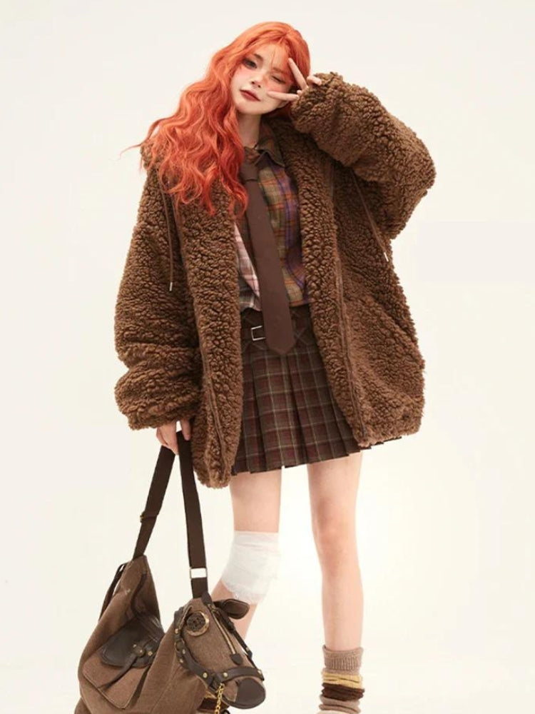 Teddy Bear Faux Fur Jacket Brown