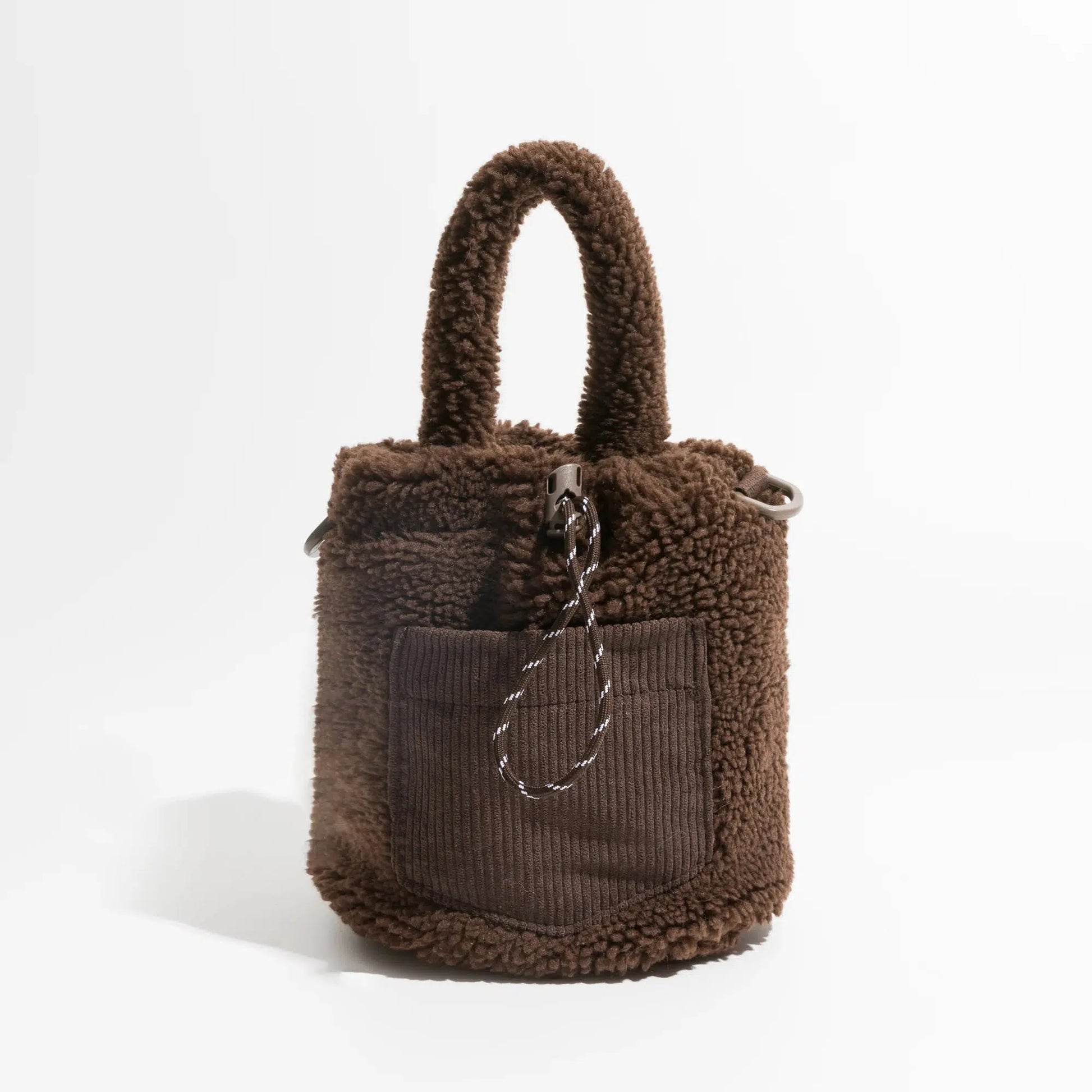 Teddy Pocket Bucket Bag Brown