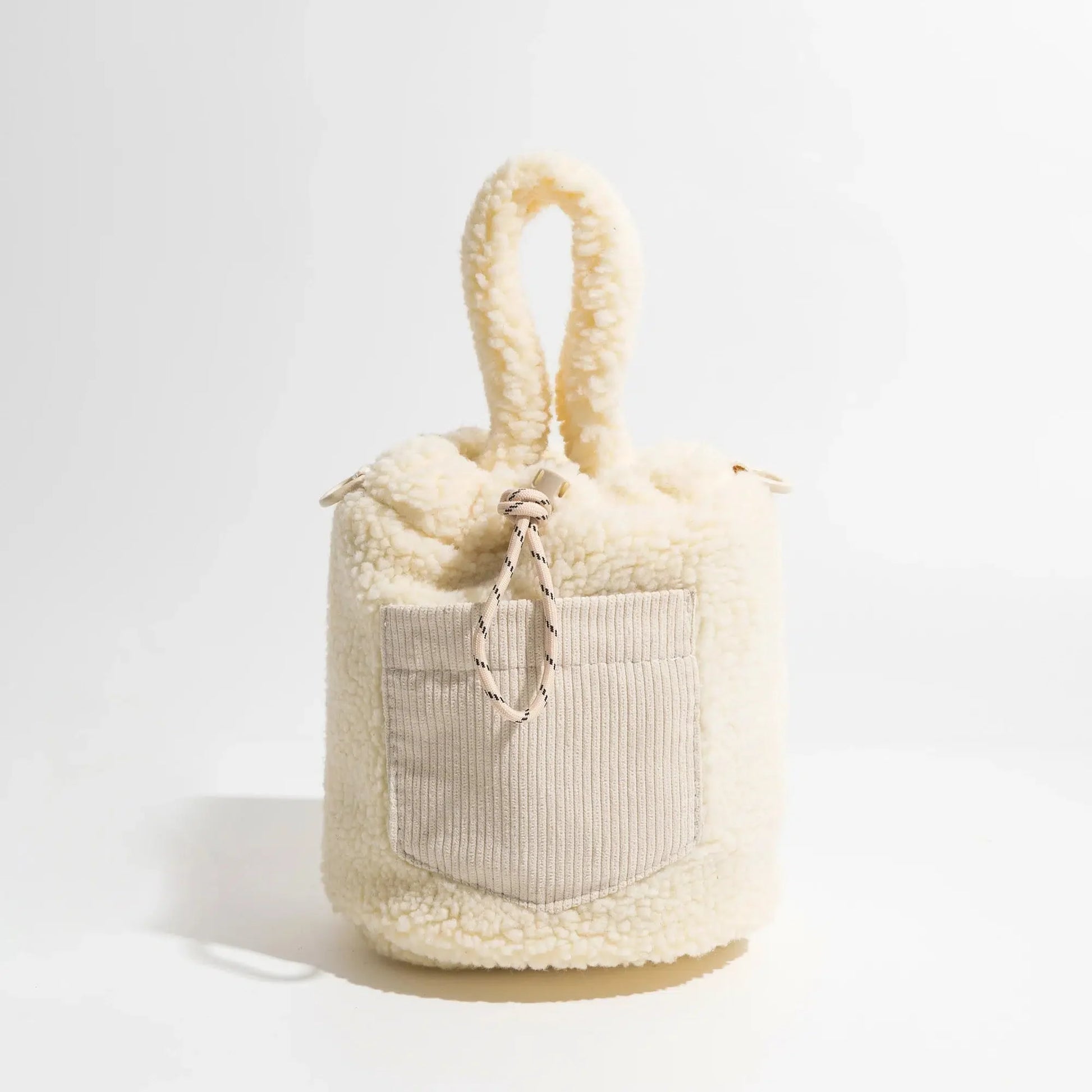 Teddy Pocket Bucket Bag Cream