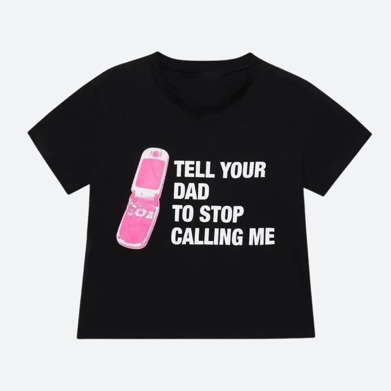 Tell Your Dad Black Crop Top