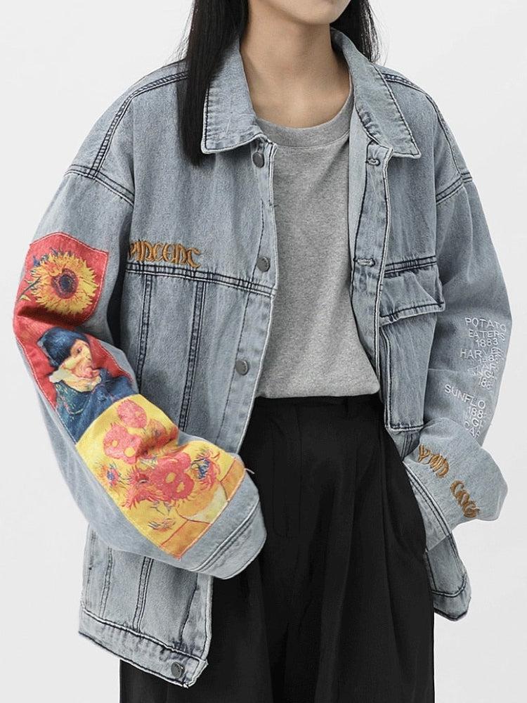 Vincent Van Gogh Denim Jacket Blue