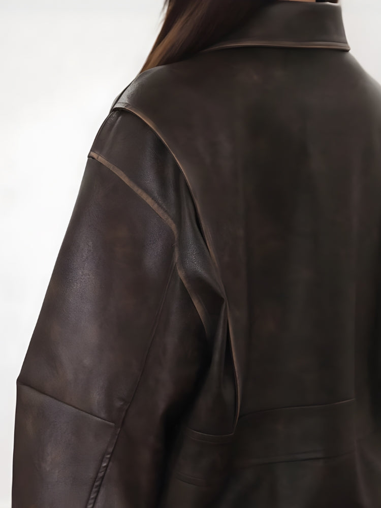 Vintage Faux Brown Leather Jacket