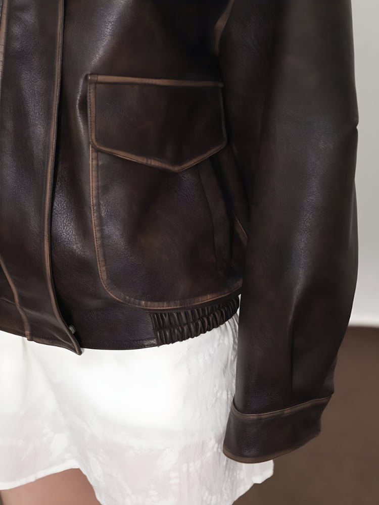 Vintage Faux Brown Leather Jacket