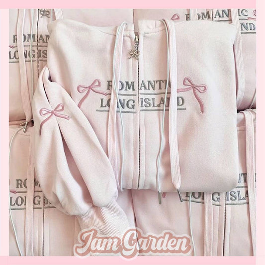 Korean girl's sleeve bow hooded sweatshirt