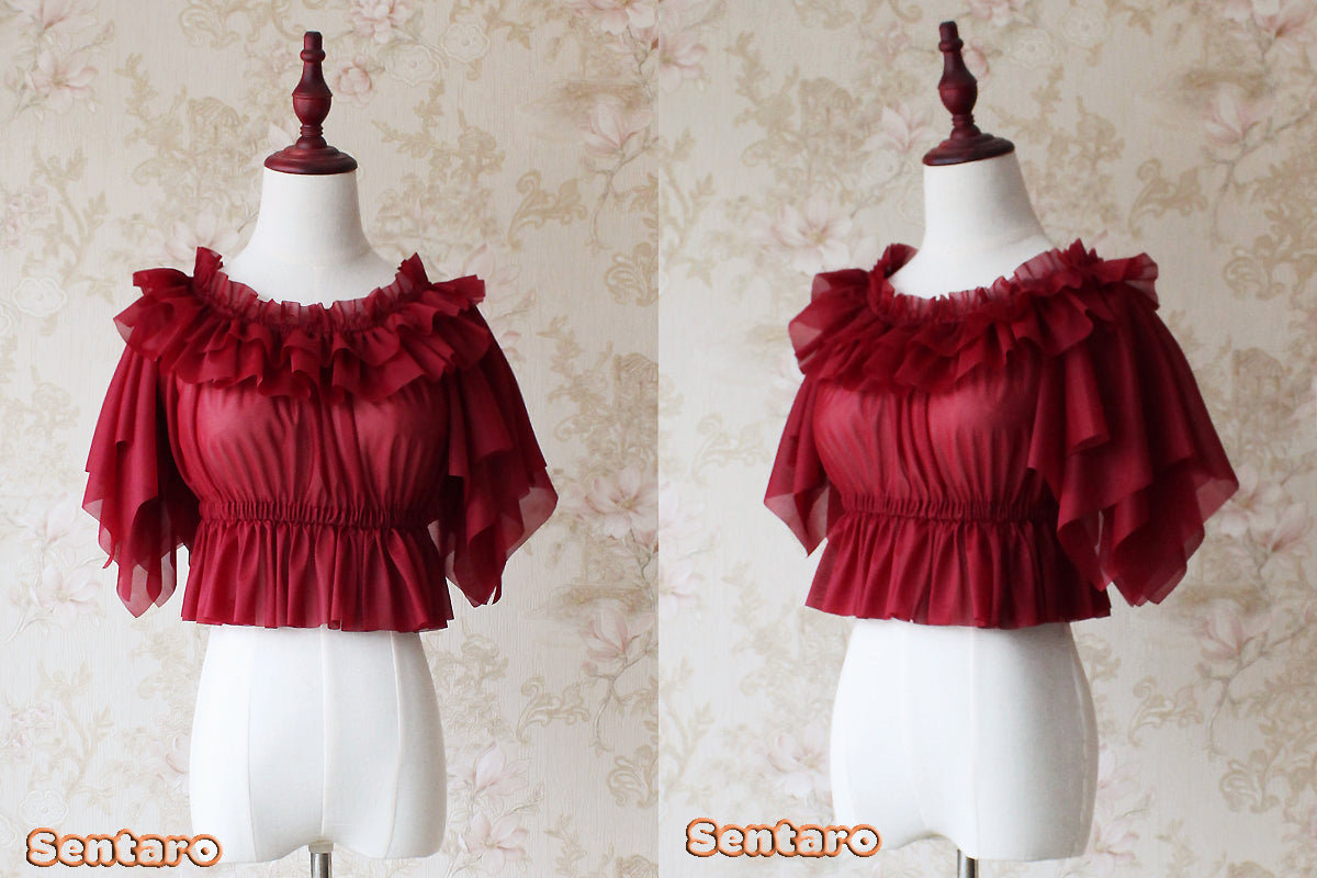Summer Fly Sleeves Lolita Chiffon Blouse