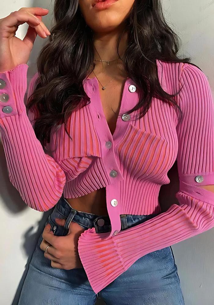 Y2K Detachable Cropped Cardigan Pink