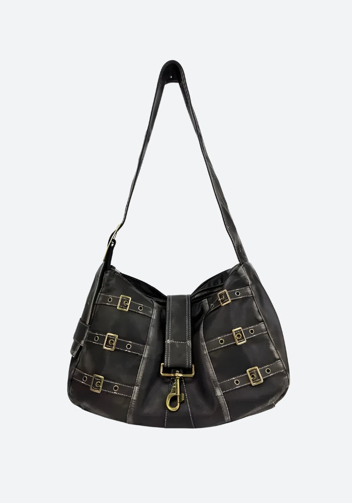 Y2K Grunge Faux Leather Belted Bag