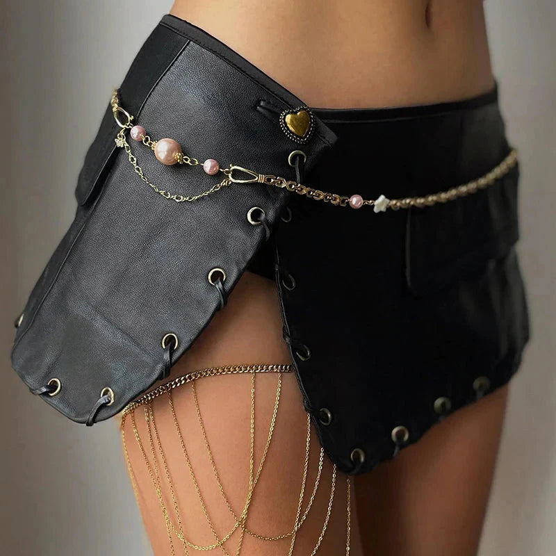 Y2K Grunge Faux Leather Mini Skirt