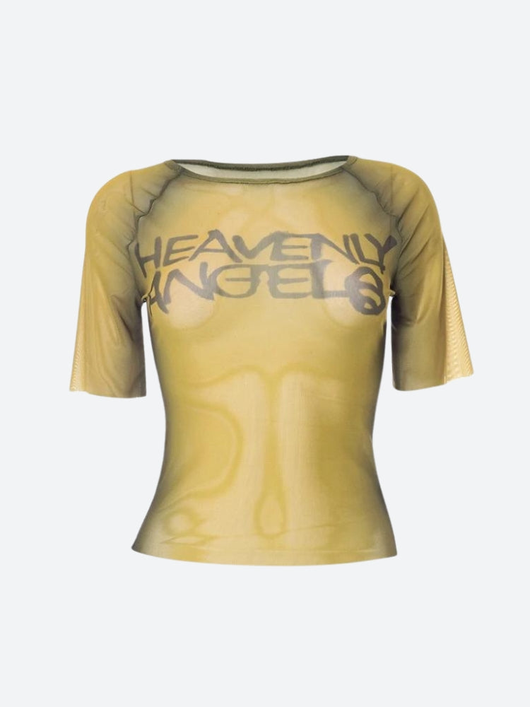 Y2K Heavenly Angels Sheer Top Green