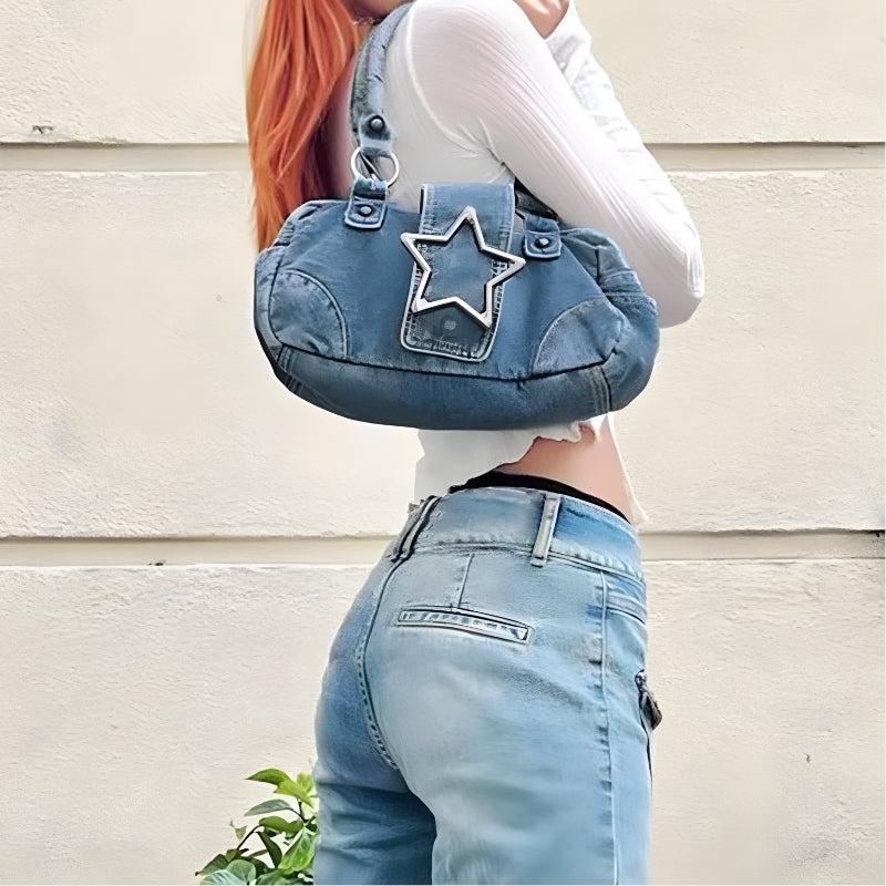 Y2K Star Denim Bag Blue