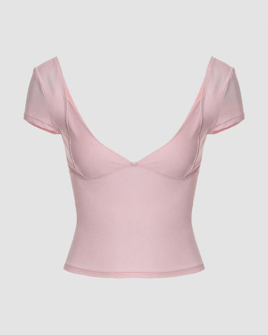 Equinox Illuminum Scoop Neck Coquette Top Pink