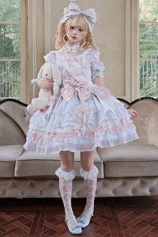 [Pre-order] Mist Blue Romantic Lace Lolita Princess Dress + Set 1/2/3