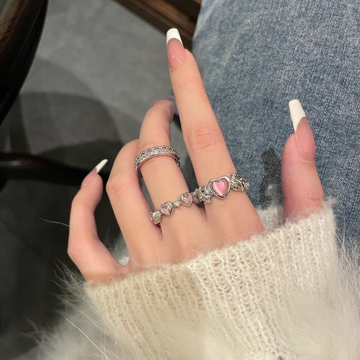 Adjustable Princess Heart Rings