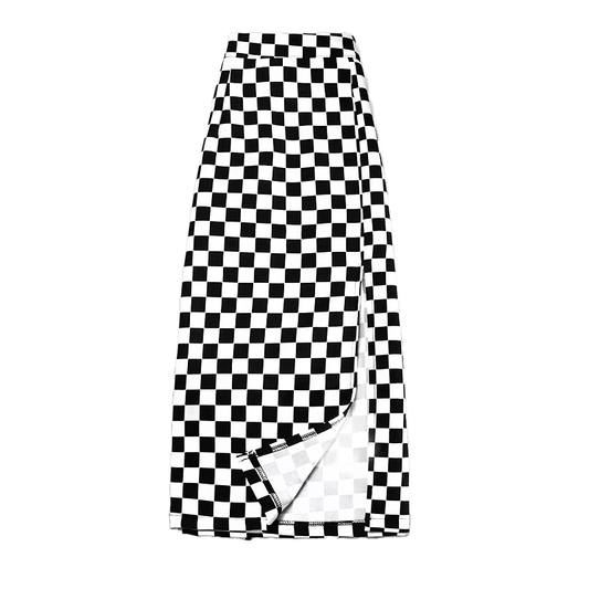 Long Skirt Checkerboard Print