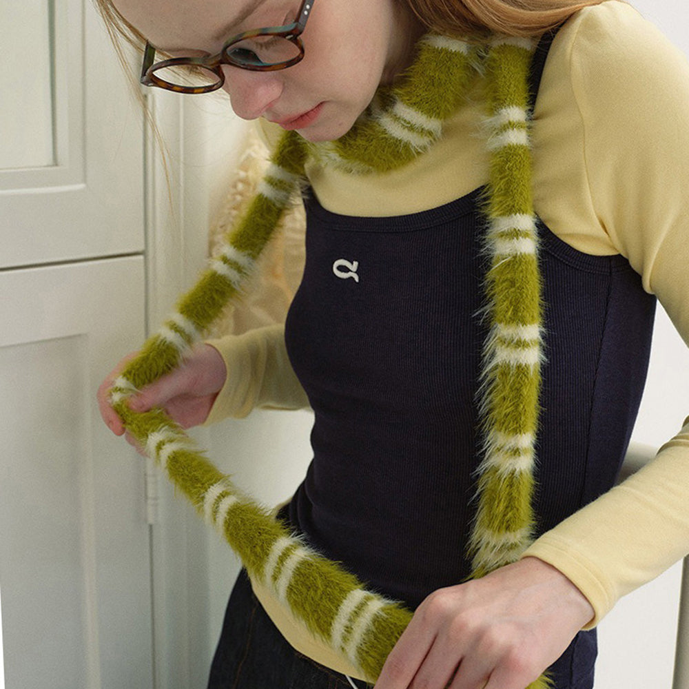 Teen Craft Striped Skinny Scarf Standart Green