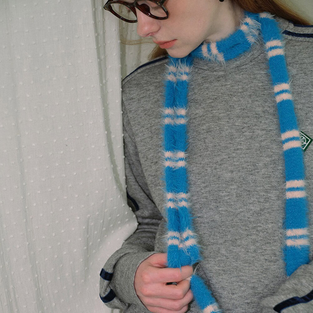Teen Craft Striped Skinny Scarf Standart Blue
