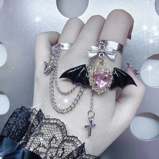 Angelic Goth Ring Set Black