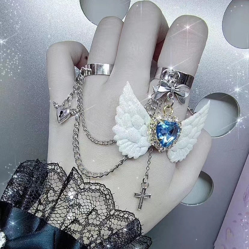 Angelic Goth Ring Set White