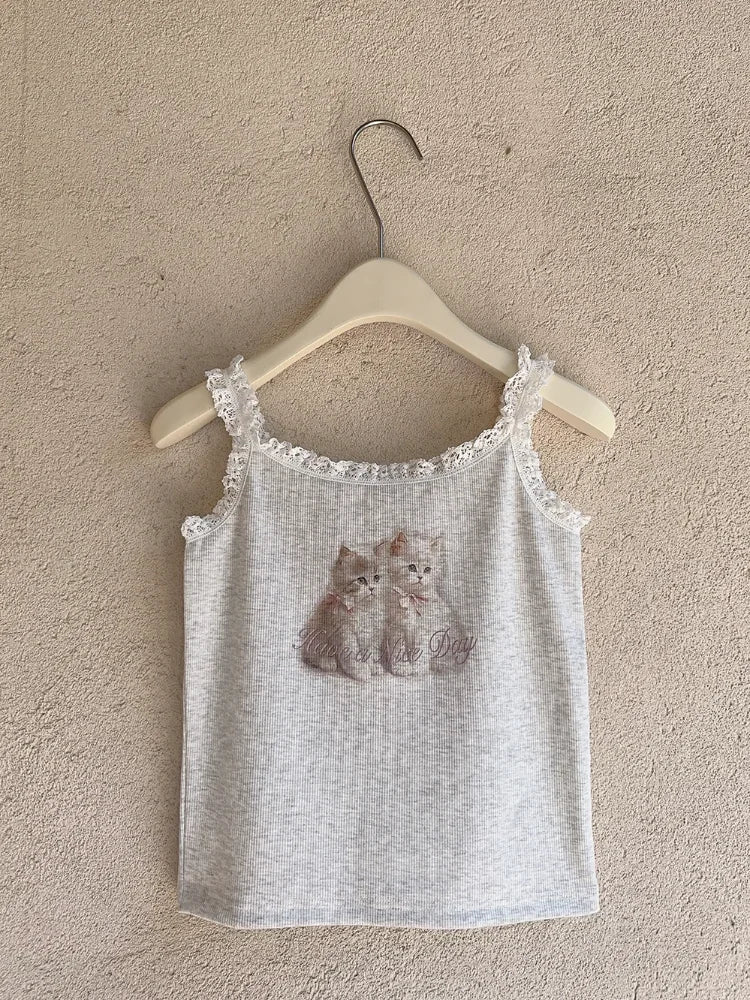 Angelic Kitten Tank Gray