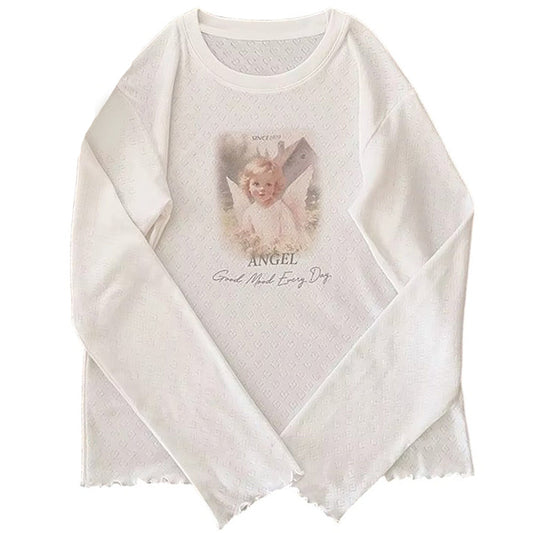 Angel Print Long Sleeve Top