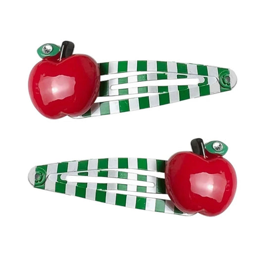 Apple Striped Hair Clips