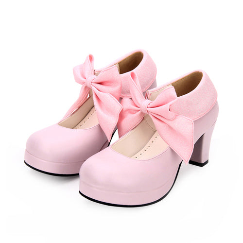 Round toe Big Bowknot Sweet Lolita Shoes Pink