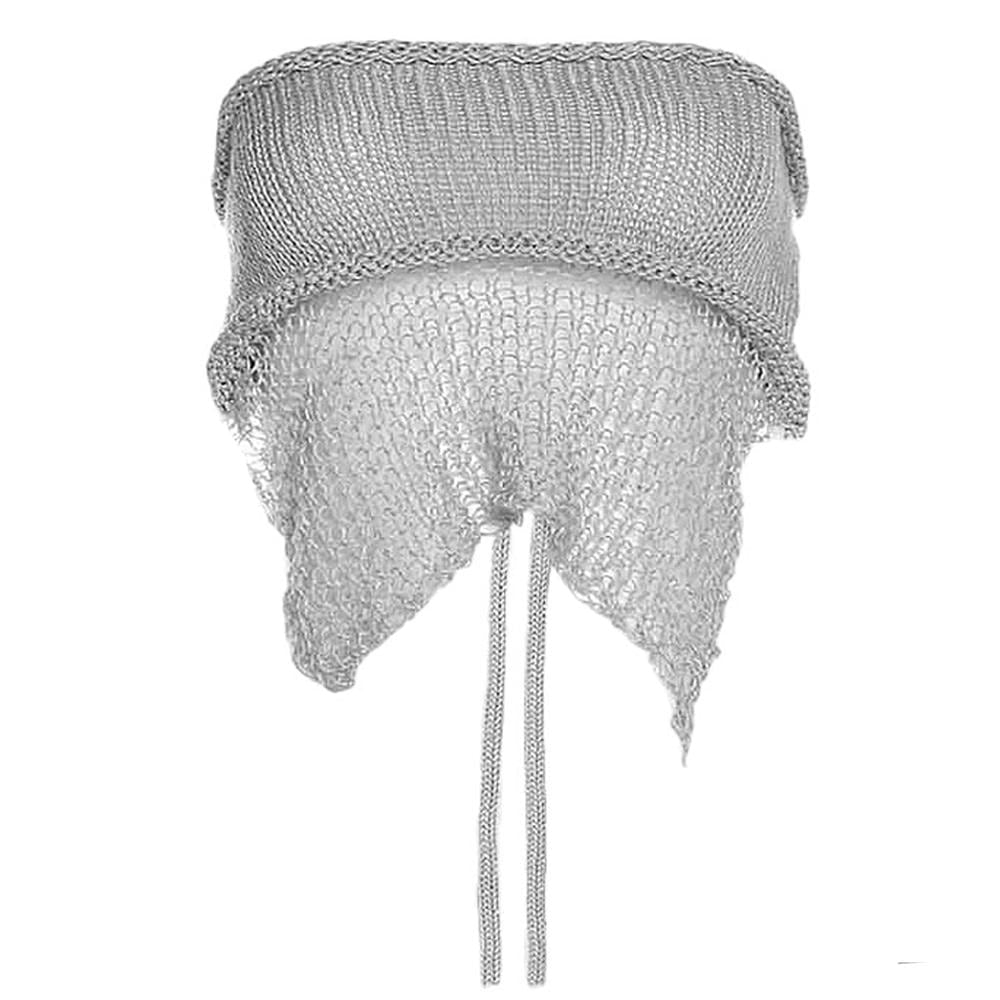 Backless Crochet Tube Top Grey