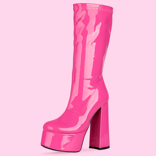 Barbiecore Hot Pink Shiny Boots