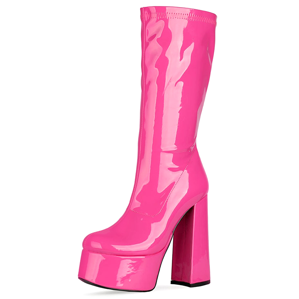 Barbiecore Hot Pink Shiny Boots