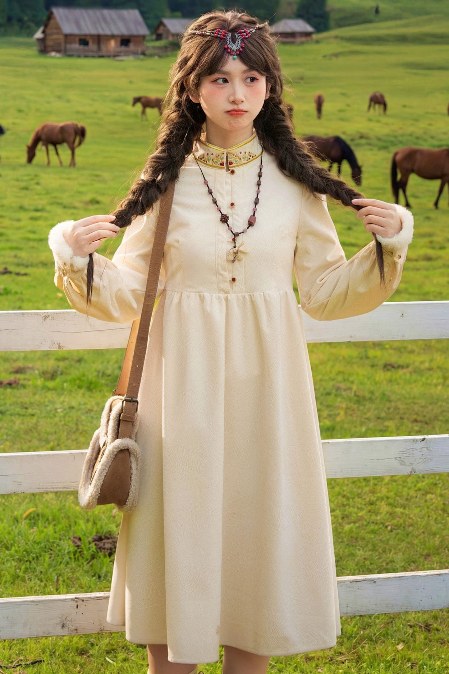 Embroidered Mori Long Dress