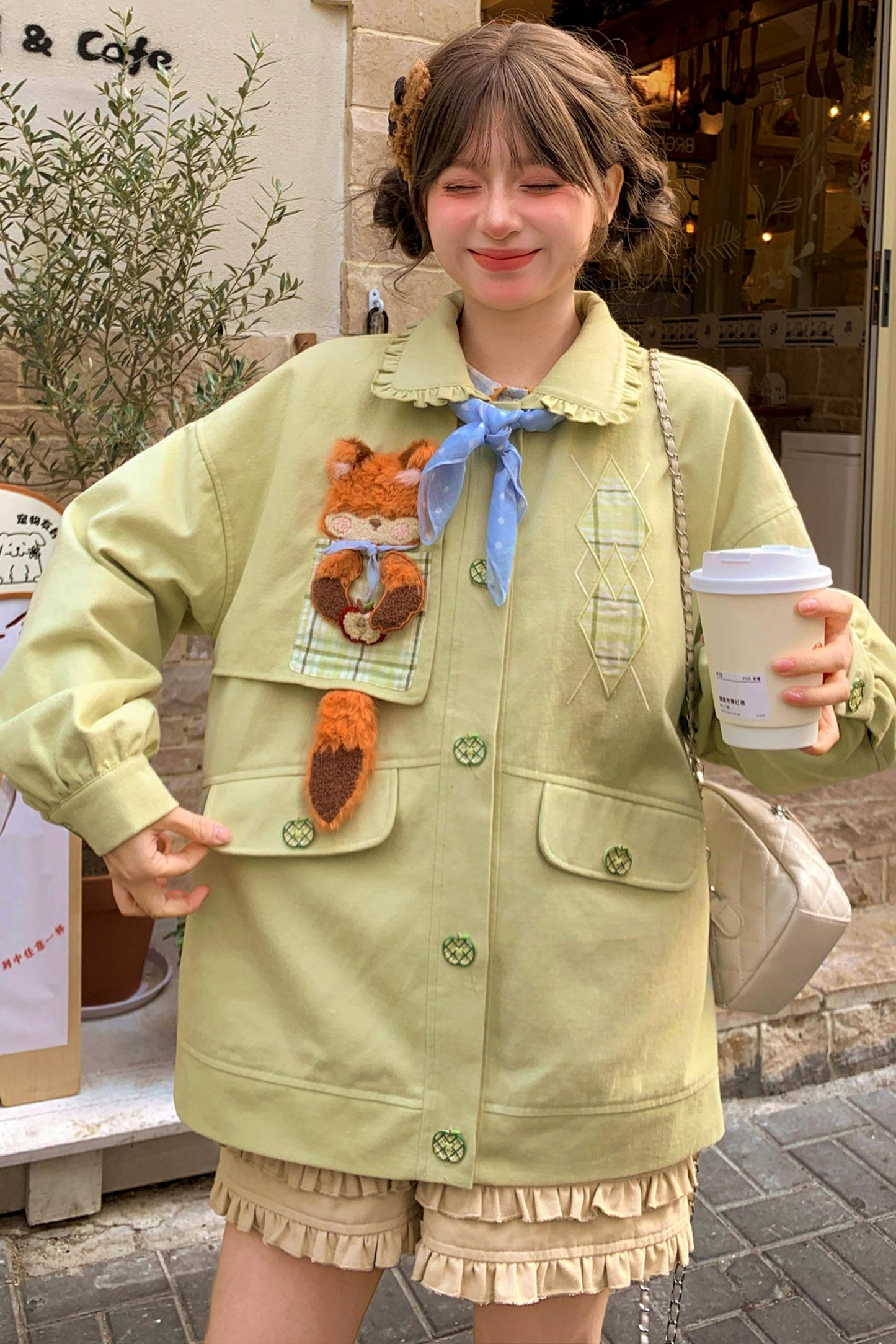 Mori Girl Fox Patchwork Jacket