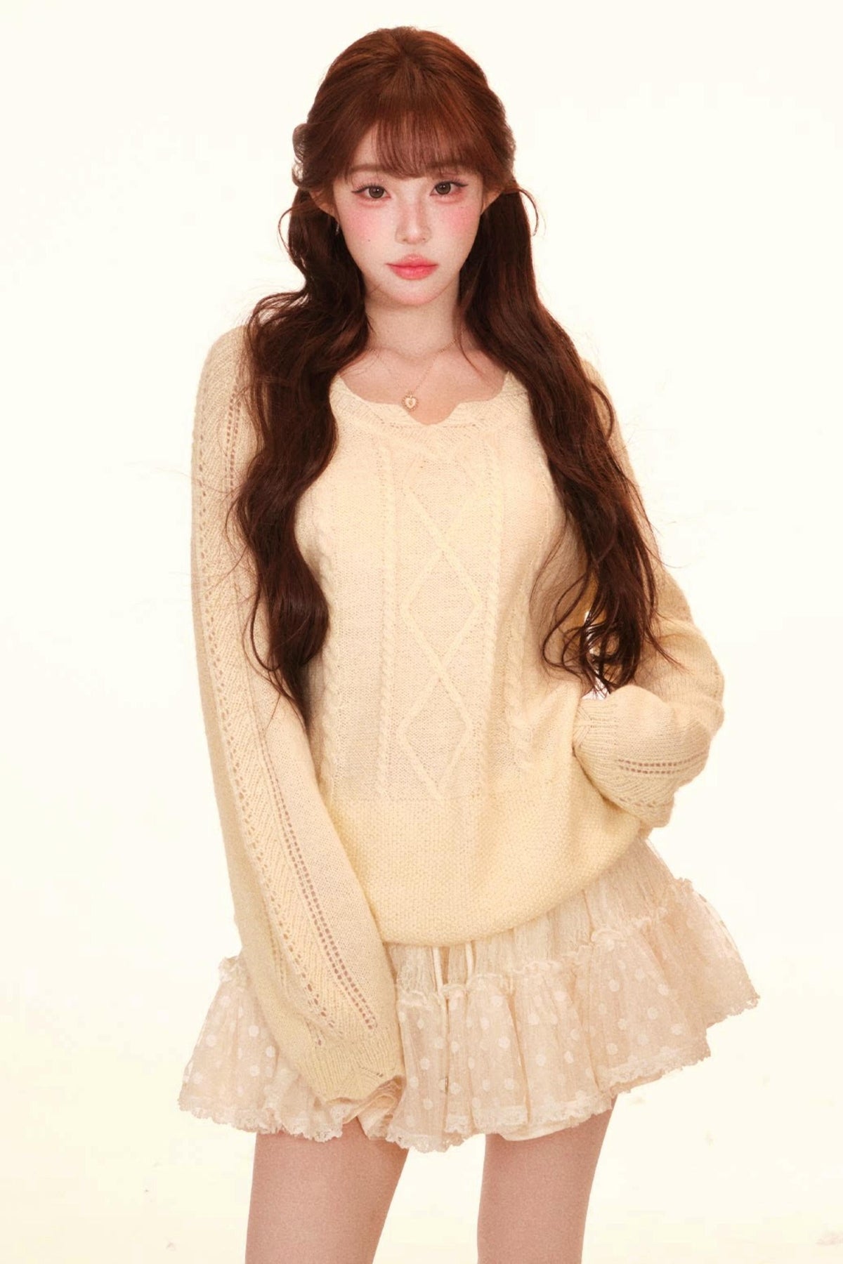 Loose Sweet Girly Top + Skirt Tops
