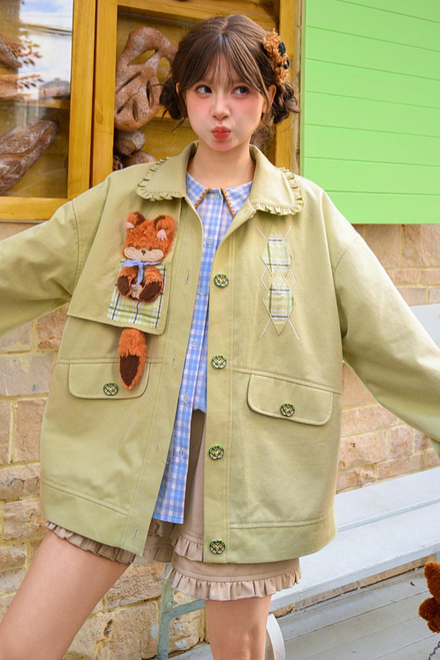 Mori Girl Fox Patchwork Jacket