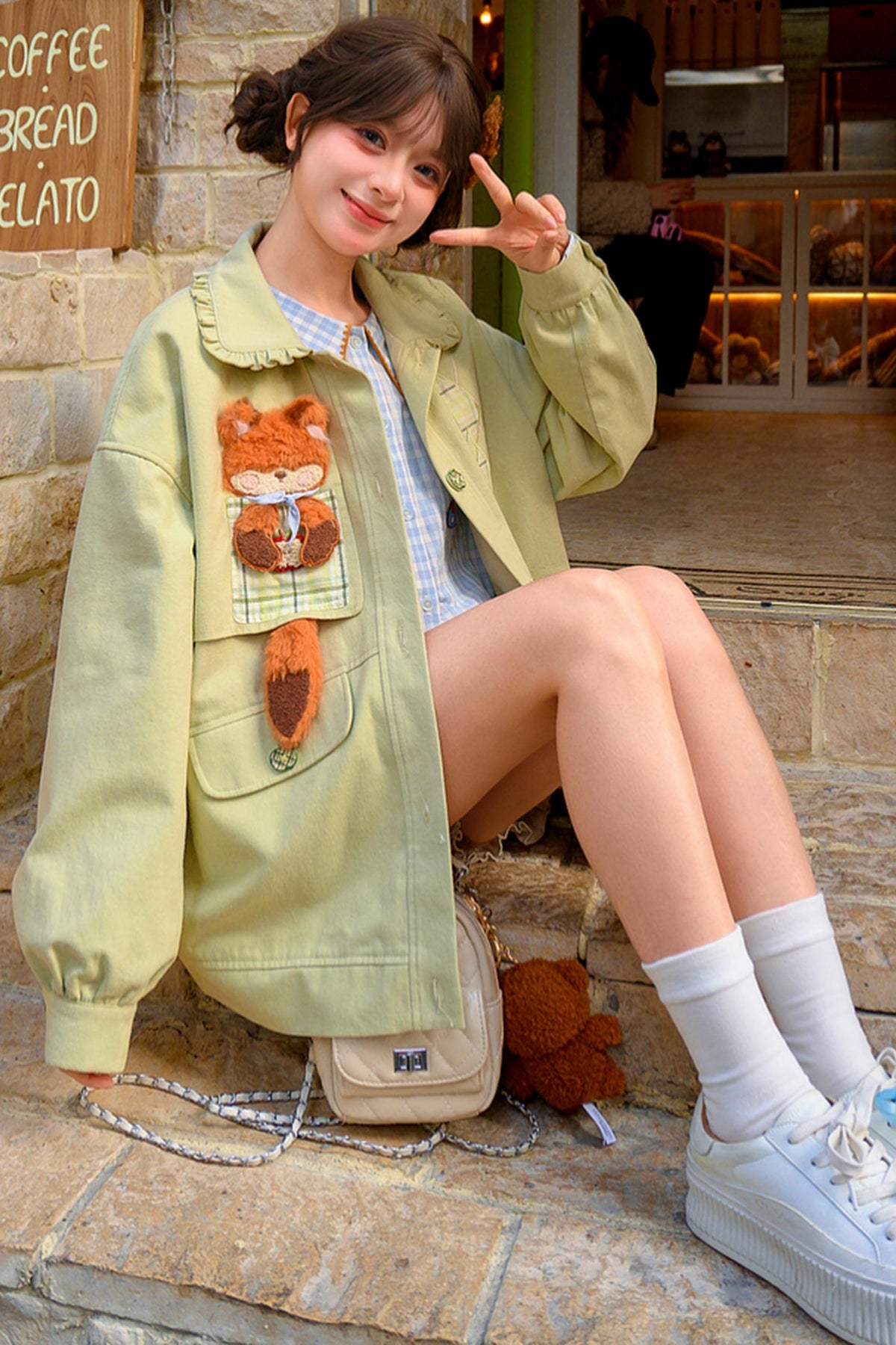 Mori Girl Fox Patchwork Jacket