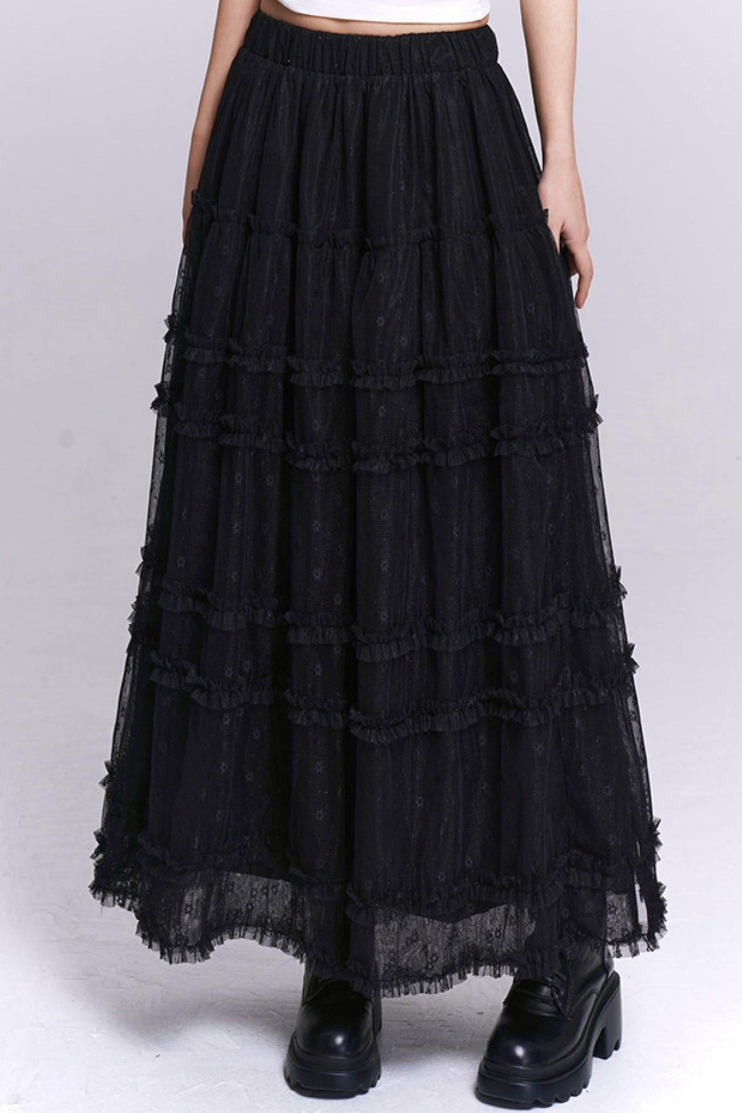 Black Lace Mesh Skirt
