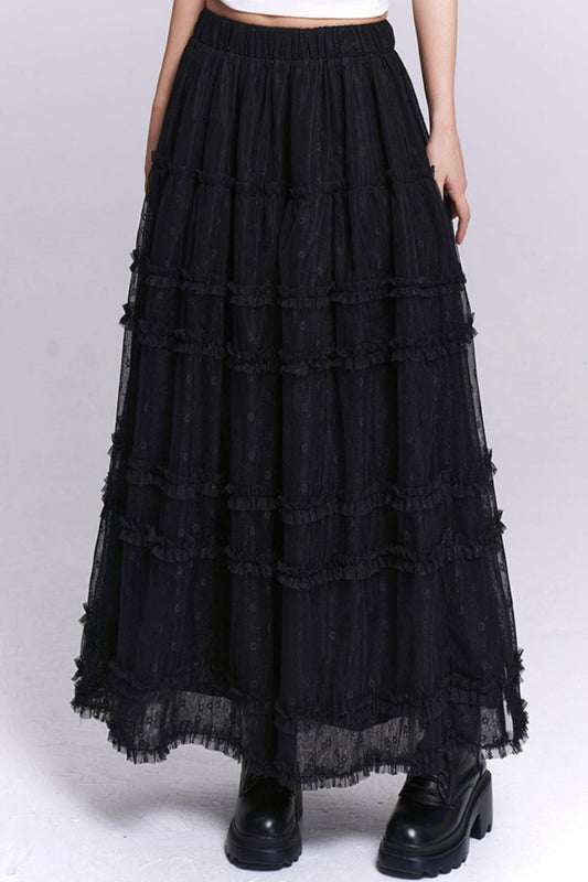 Black Lace Mesh Skirt