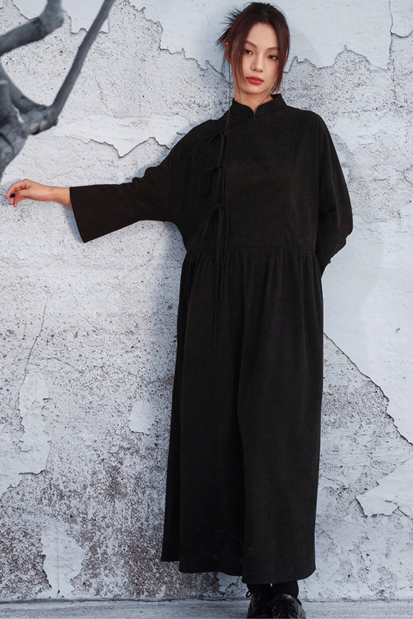 Black Corduroy Long Dress