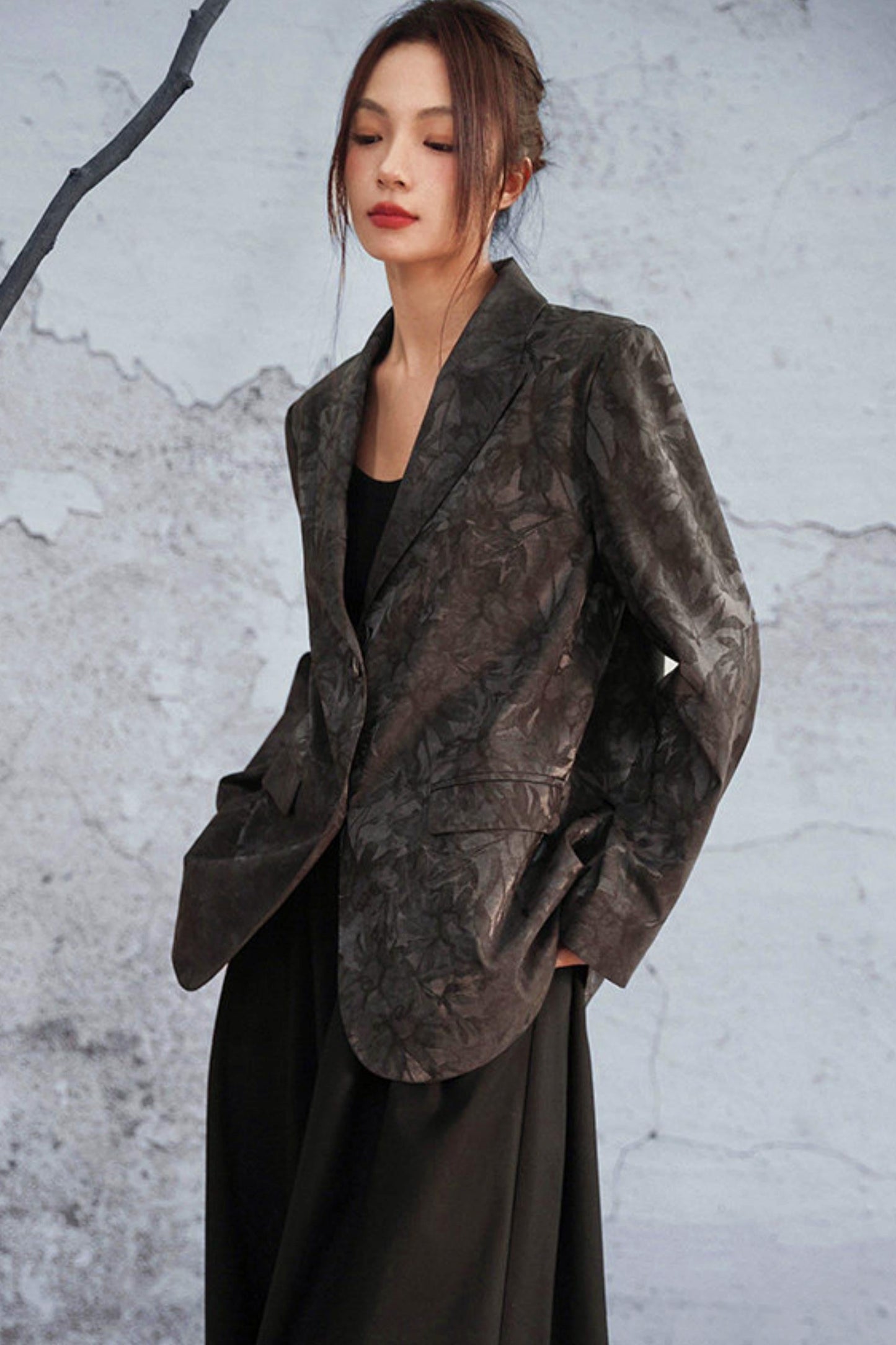Mode Style Wood Jacquard Jacket