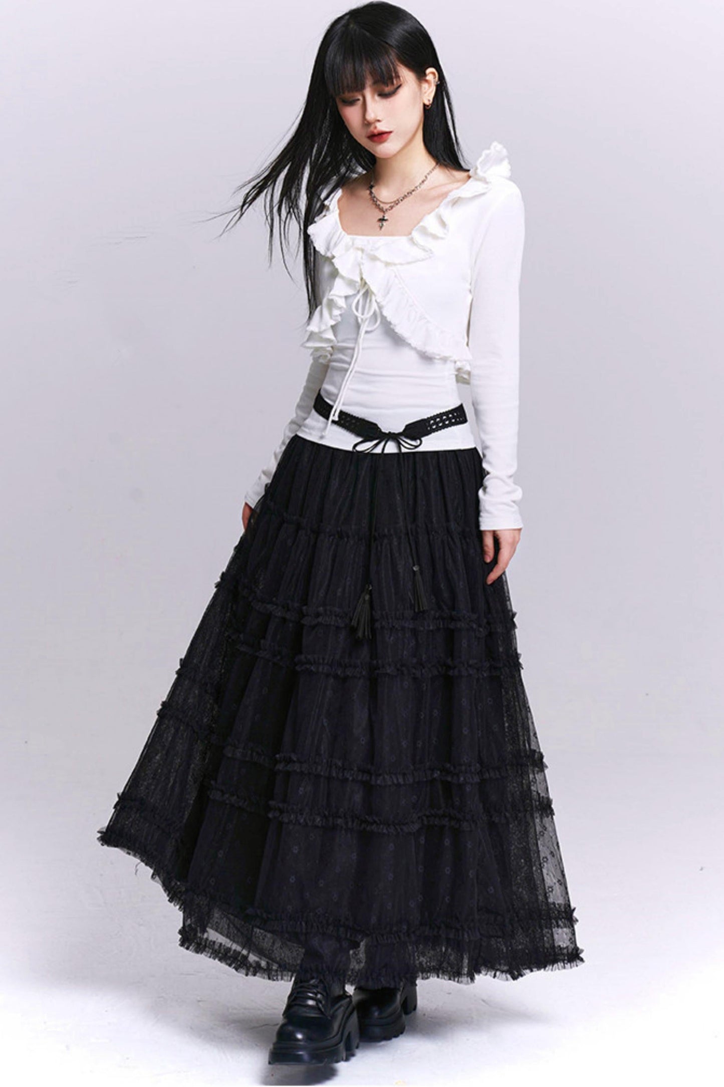 Black Lace Mesh Skirt