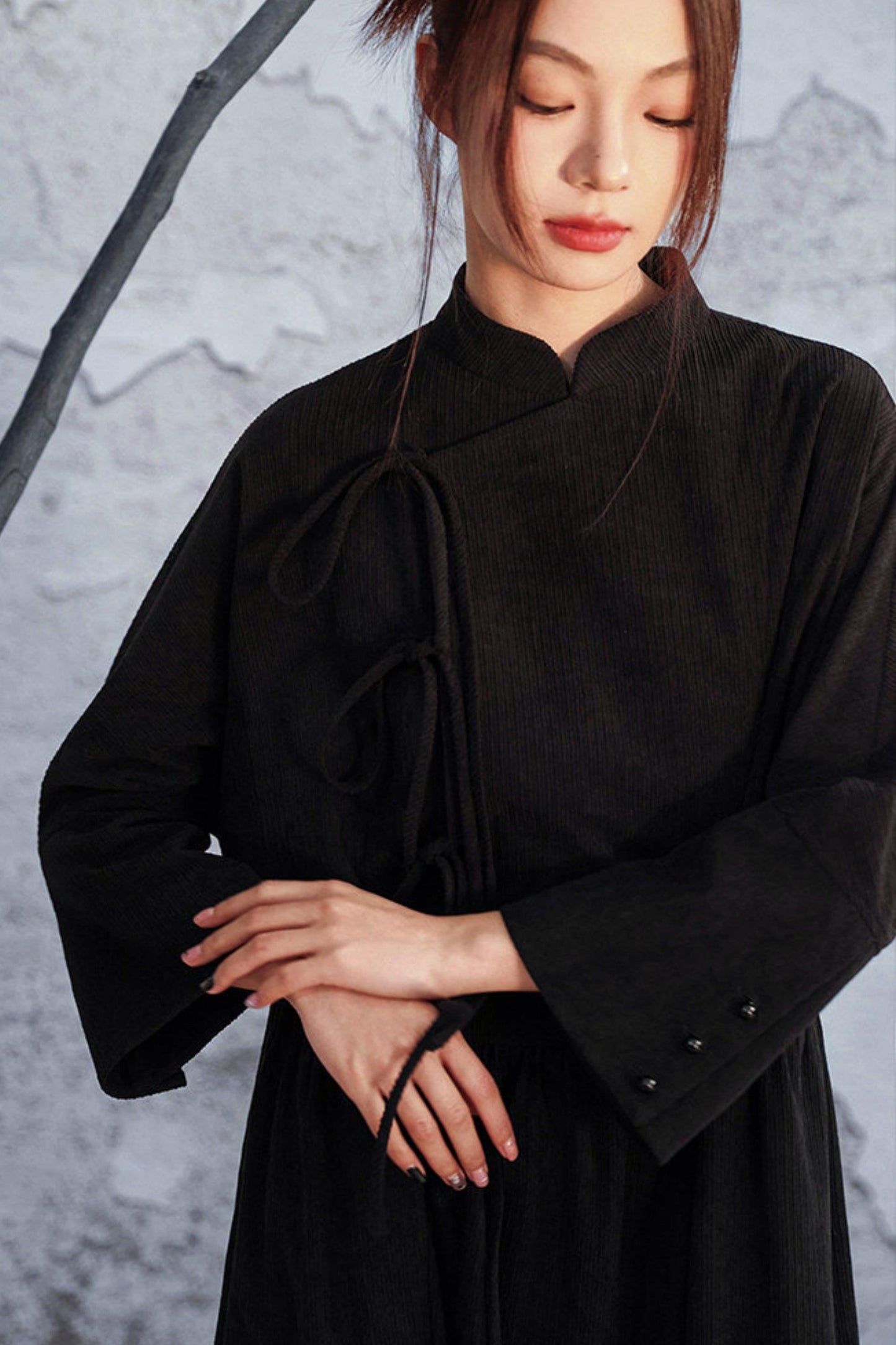 Black Corduroy Long Dress