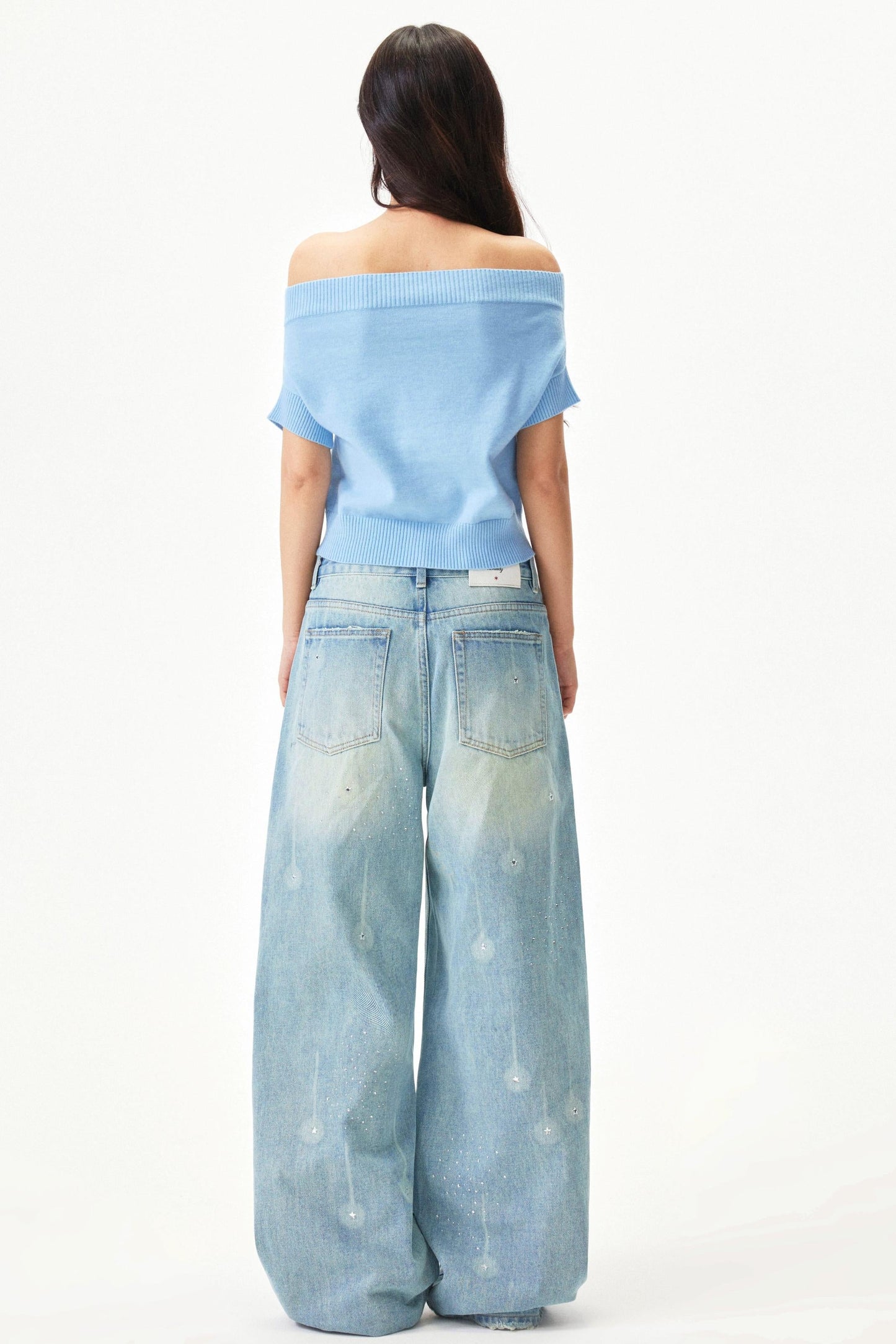 Wool blend off-shoulder top