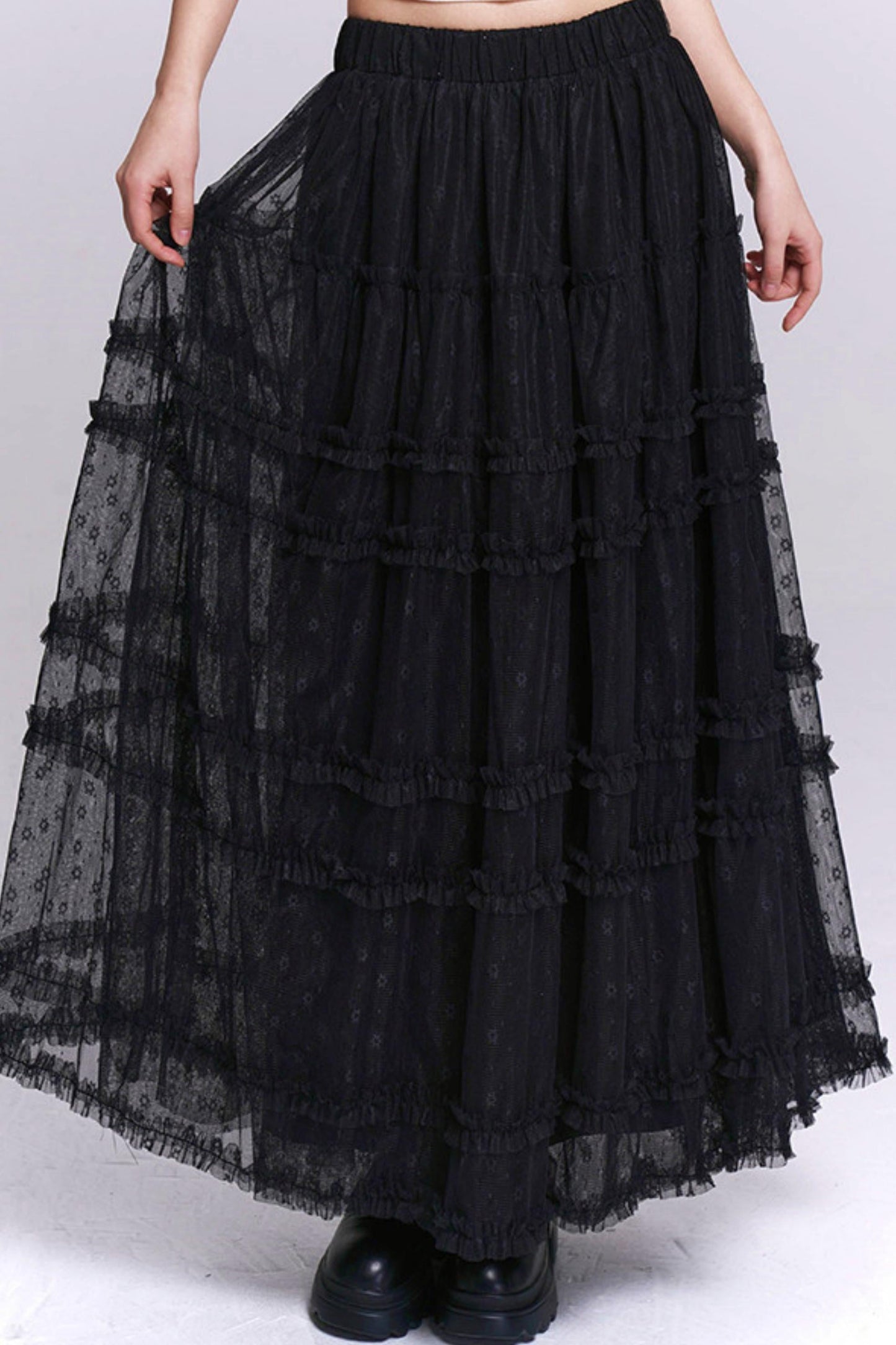 Black Lace Mesh Skirt