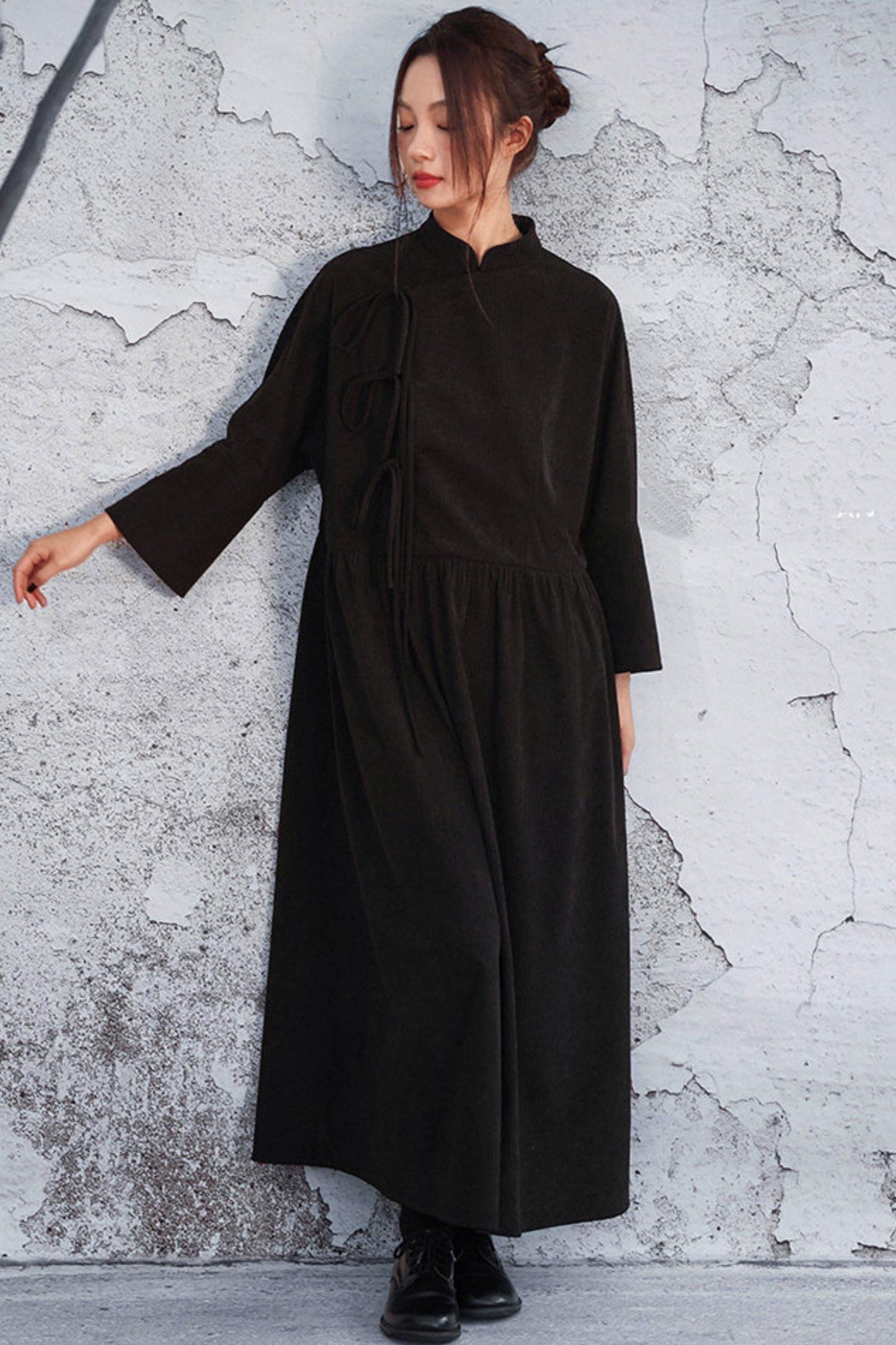 Black Corduroy Long Dress