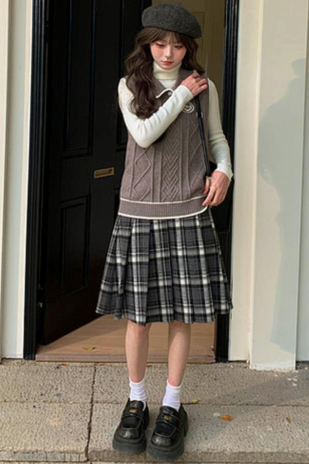 Plaid Pleated Skirt