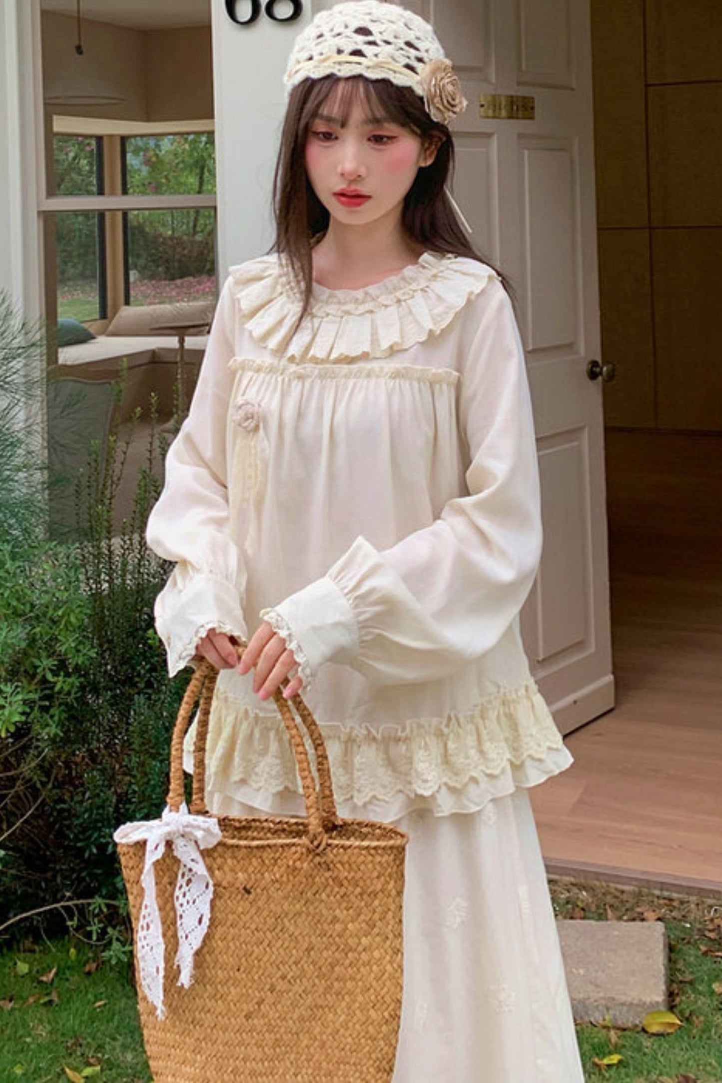 Lyocell Lace Trim Blouse