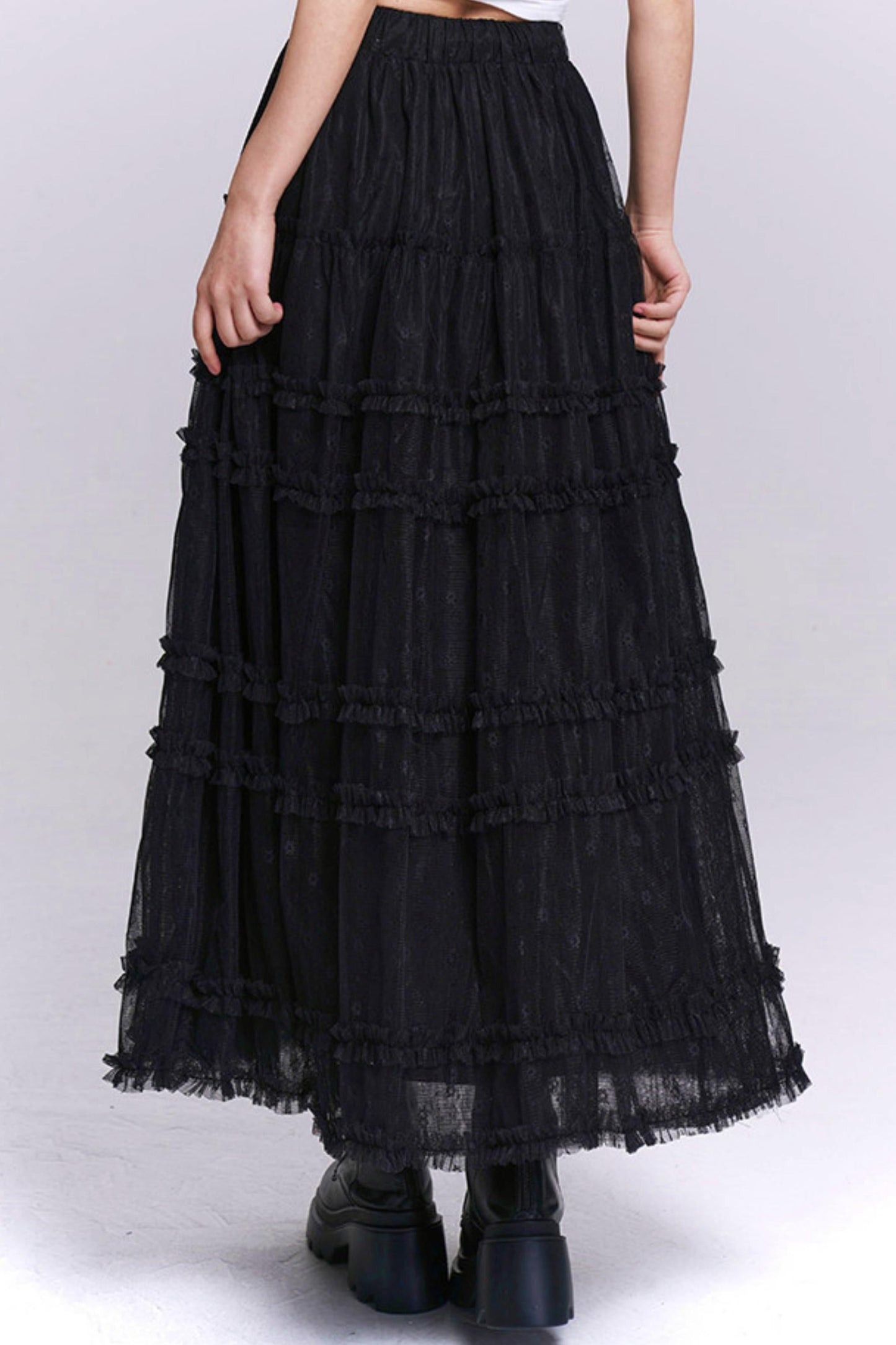 Black Lace Mesh Skirt